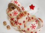Weihnachtsband Kristall Creme Rot mit Draht 40mm