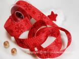 Weihnachtsband Kristall Rot mit Draht 40mm
