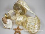 Geschenkband, Dekoband, Schleifenband Weihnachtsband Sternband Gold mit Draht 40mm