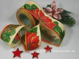Weihnachtsband Weihnachtsstern Rot mit Draht 65mm