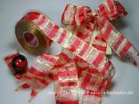Weichnachtsband Tripl Rot/Weiß mit Draht 40mm