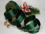 Weihnachtsband Tignale Grün Gold mit Draht 40mm