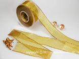Geschenkband Dekoband Schleifenband Weihnachtsband Goldband Organza Gold mit Draht 40mm