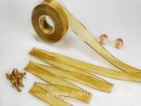 Geschenkband Dekoband Schleifenband Weihnachtsband Goldband Organza Gold mit Draht 25mm