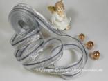 Weihnachtsband Uri Silber mit Draht 25mm