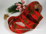 Weihnachtsband Palma Rot mit Draht 40mm