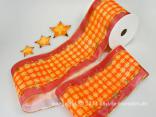 Geschenkband Dekoband Schleifenband Weihnachtsband Tischband Kordelstern Orange mit Draht 100mm