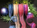 Weihnachtsband Gestreiftes Organza Rosa/Pink mit Draht 40mm