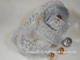 Weihnachtsband Phyton Silber mit Draht 40mm