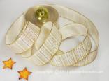 Weihnachtsband Goldcrown Creme Gold mit Draht 40mm