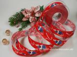Weihnachtsband Melchior Rot mit Draht 25mm
