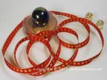 Weihnachtsband Goldpunkt Rot mit Draht 15mm