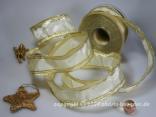 Weihnachtsband Gold Line Creme mit Draht 40mm