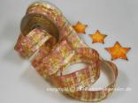 Weihnachtsband Davos Lachs mit Draht 40mm Weihnachtsband Davos Lachs mit Draht 40mm