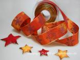 Weihnachtsband Kristall Weihnachtsorange mit Draht 40mm