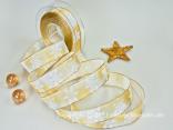 Geschenkband Dekoband Schleifenband Weihnachtsband Kristall Creme mit Draht 25mm Geschenkband Dekoband Schleifenband Weihnachtsband Kristall Creme mit Draht 25mm