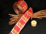 Tischband Längskaro Rot/Orange mit Draht 65mm Tischband Längskaro Rot/Orange mit Draht 65mm
