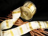 Tischband Längskaro Creme/Honig mit Draht 65mm Tischband Längskaro Creme/Honig mit Draht 65mm