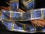 Tischband Längskaro Blau mit Draht 65mm Tischband Längskaro Blau mit Draht 65mm