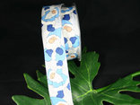 Weihnachtsband Weihnachtsmann Hellblau/Weiß mit Draht 40mm