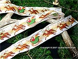 Weihnachtsband Rentierschlitten Braun/Creme mit Draht 40mm Weihnachtsband Rentierschlitten Braun/Creme mit Draht 40mm
