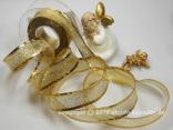 Geschenkband, Dekoband, Schleifenband Goldband Lucca Gold mit Draht 25mm