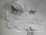 Weihnachtsband Sternenregen Weiss mit Draht 62mm