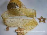 Weihnachtsband Sternenregen Gold mit Draht 62mm