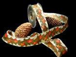Weihnachtsband "Weihnachtszauber" Creme mit Draht 40mm Weihnachtsband "Weihnachtszauber" Creme mit Draht 40mm