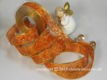 Weihnachtsband Nostalgie Orange mit Draht 25mm