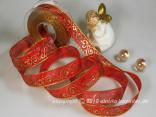 Weihnachtsband Nostalgie Rot mit Draht 25mm Weihnachtsband Nostalgie Rot mit Draht 25mm