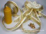 Weihnachtsband Stockholm Creme mit Draht 25mm Weihnachtsband Stockholm Creme mit Draht 25mm