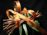 Streifenband Satin mit Organzarand Nougat mit Draht 25mm
