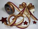 Weihnachtsband Stockholm Bordeaux mit Draht 25mm Weihnachtsband Stockholm Bordeaux mit Draht 25mm