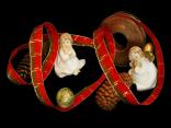 Weihnachtsband Jerusalem Rot mit Draht 25mm