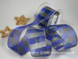 Organzasband Magic Strips Blau mit Draht 60mm