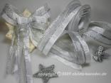 Weihnachtsband Stockholm Silber mit Draht 40mm Weihnachtsband Stockholm Silber mit Draht 40mm