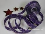 Weihnachtsband Weihnachtskaro Lila mit Draht 25mm Weihnachtsband Weihnachtskaro Lila mit Draht 25mm