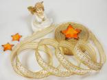 Weihnachtsband Silvretta Creme mit Draht 25mm