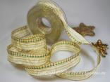 Weihnachtsband Lazise Creme mit Draht 25mm Weihnachtsband Lazise Creme mit Draht 25mm