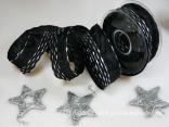 Weihnachtsband Nürnberg Schwarz Silber mit Draht 40mm