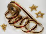 Goldband mit Satinstreifen Bordeaux mit Draht 25mm Goldband mit Satinstreifen Bordeaux mit Draht 25mm