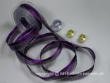 Weihnachtsband Montalgino Lila Silber mit Draht 25mm