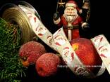 Weihnachtsband Weihnachtsmann Rot/Creme/Gold mit Draht 25mm