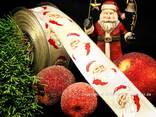 Weihnachtsband Weihnachtsmann Rot/Creme/Gold mit Draht 40mm