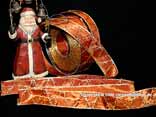 Weihnachtsband Firenze Cognac/Gold mit Draht 25mm Weihnachtsband Firenze Cognac/Gold mit Draht 25mm