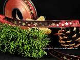 Weihnachtsband Sterne Bordeaux/Gold mit Draht 15mm