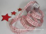 Weihnachtsband Weihnachtskaro Rosa mit Draht 25mm Weihnachtsband Weihnachtskaro Rosa mit Draht 25mm