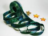 Weihnachtsband Cinema Grün Türkis mit Draht 25mm