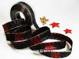 Weihnachtsband Cinema Schwarz Rot mit Draht 25mm